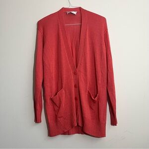 Vintage John Patrick for Geoda Design Coral Open Knit Cardigan Button Front M/L
